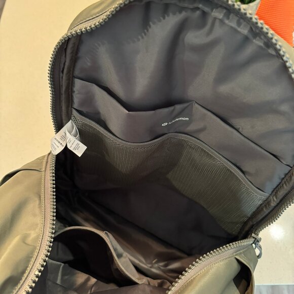 Lululemon All Day Essentials Grey Sage Orange Frappe Water Repellent Backpack - Picture 5 of 9
